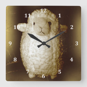 Reloj Cuadrado Wooly Fuzzy Sepia Lamb