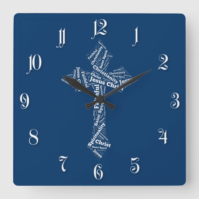 Reloj Cuadrado Words Christian cross (Anverso)