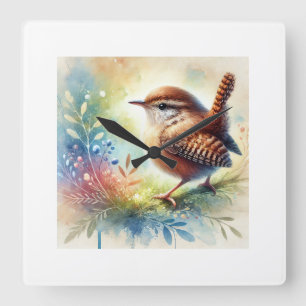 Reloj Cuadrado Wren in a peaceful garden 201024AREF121 - Watercol