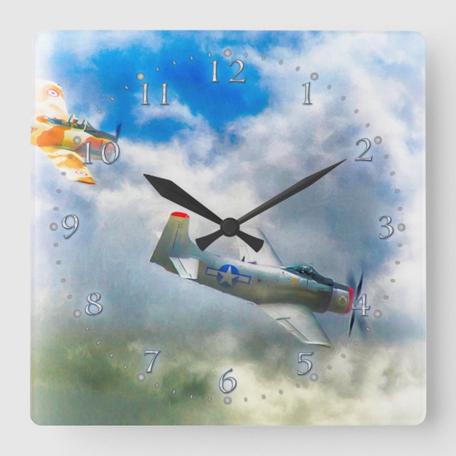 Reloj Cuadrado WW2 Aircraft AIR FORCE RAIDERS (Anverso)