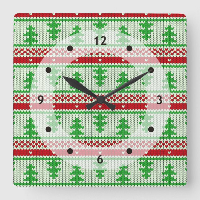Reloj Cuadrado Xmas knitting seamless pattern 2 + your ideas (Anverso)