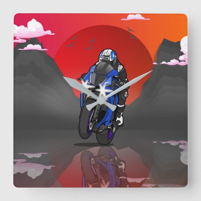 Reloj Cuadrado Yamaha R1 in the sunset (Anverso)