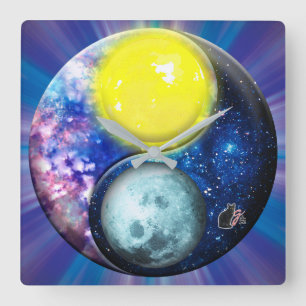 Reloj Cuadrado Yang-Yin/Sun-Moon