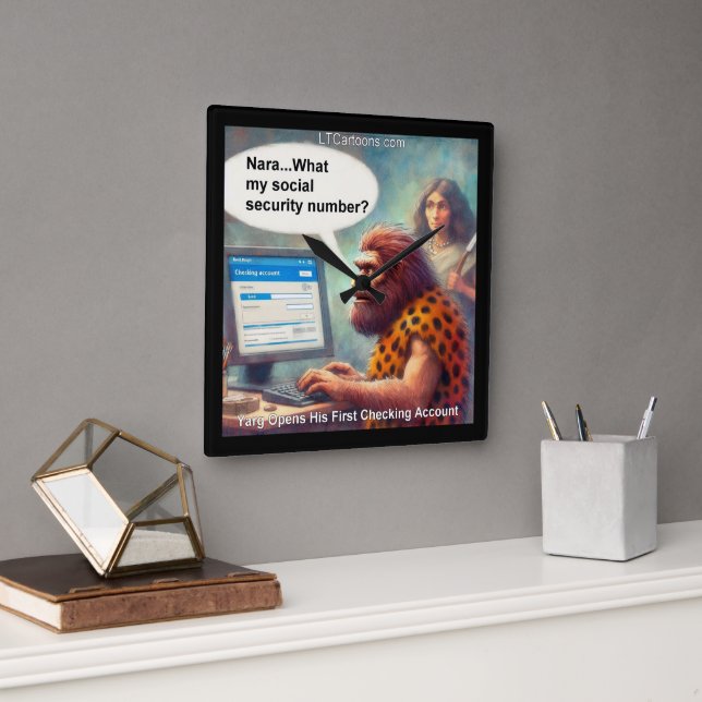 Reloj Cuadrado Yarg’s First Login: Banking Like a Caveman (Oficina)