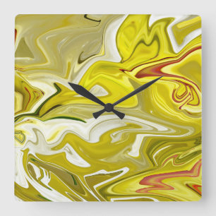 Reloj Cuadrado Yellow abstract pattern 