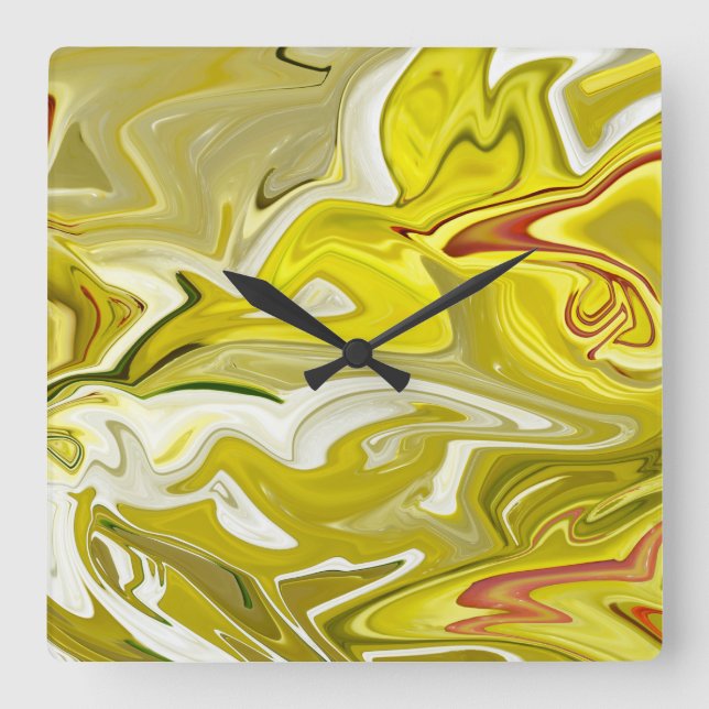 Reloj Cuadrado Yellow abstract pattern  (Anverso)