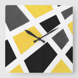 Reloj Cuadrado Yellow Gray Black White Geometric