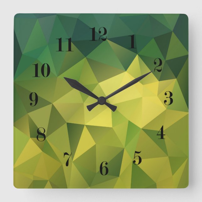 Reloj Cuadrado Yellow green pattern (Anverso)