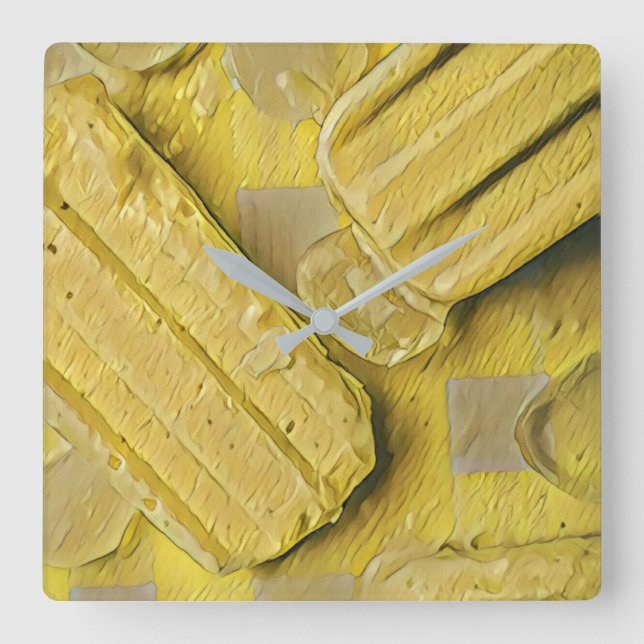 Reloj Cuadrado Yellow ice cream cone popsicle (Anverso)