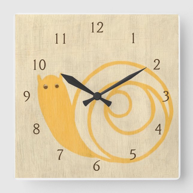 Reloj Cuadrado Yellow Snail on Cream Background (Anverso)