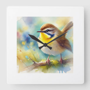 Reloj Cuadrado Yellow throated fulvetta 060924AREF110 - Watercolo