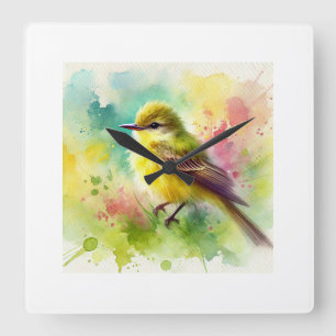 Reloj Cuadrado Yellow Tyrannulet 310724AREF132 - Watercolor