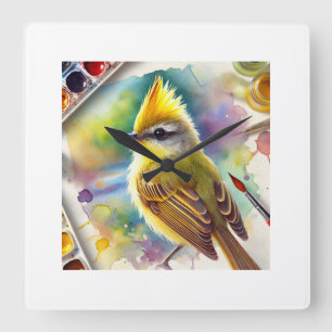 Reloj Cuadrado Yellowcrested Tyrannulet Bird 210724AREF113 - Wate