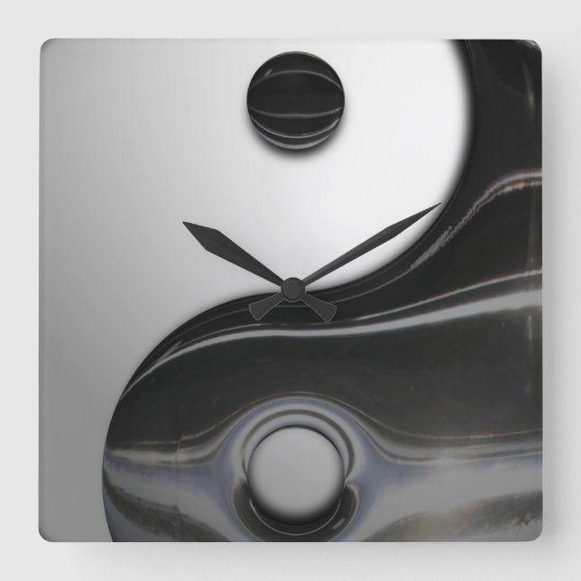 Reloj Cuadrado Yin negro líquido Yang (personalizable) (Anverso)