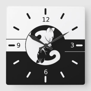 Reloj Cuadrado Yin yang cats