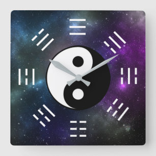 Reloj Cuadrado Yin Yang con Bagua Trigram Símbolos I-Ching