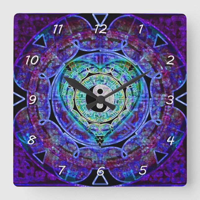 Reloj Cuadrado Yin Yang Energy Flow (Anverso)