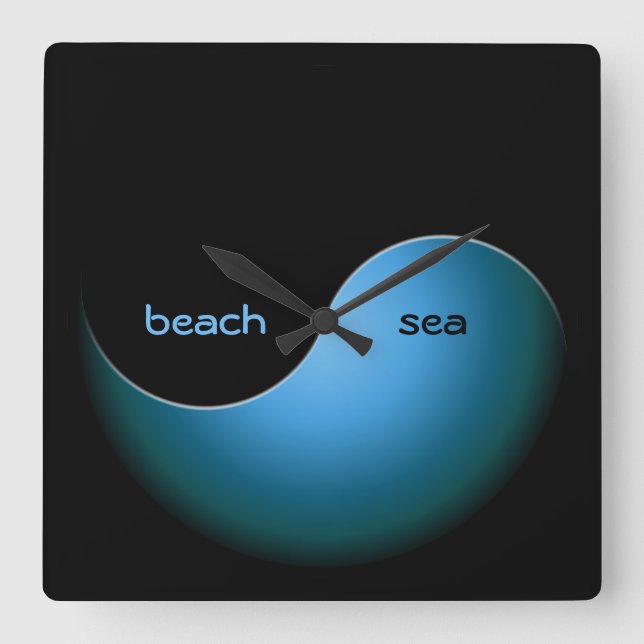 Reloj Cuadrado yin yang turquesa (Anverso)