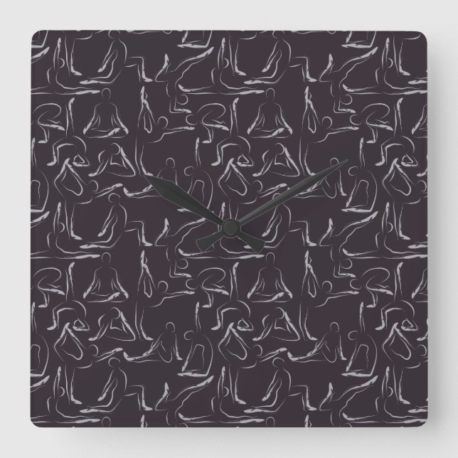 Reloj Cuadrado Yoga poses pattern | Yoga seamless pattern 15 (Anverso)