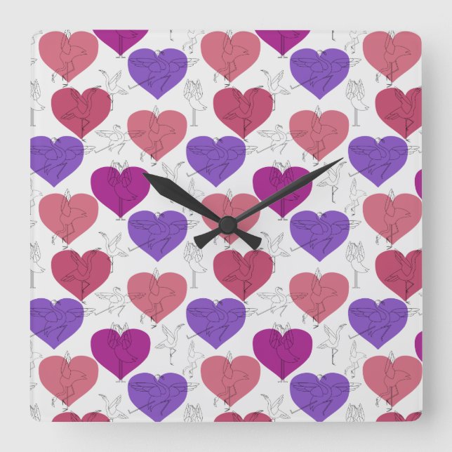 Reloj Cuadrado Yoga poses pattern | Yoga seamless pattern 3 (Anverso)