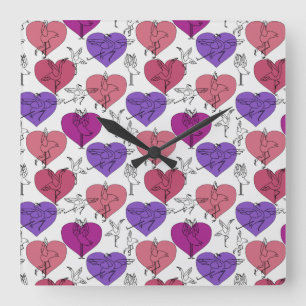Reloj Cuadrado Yoga poses pattern Yoga seamless pattern 4