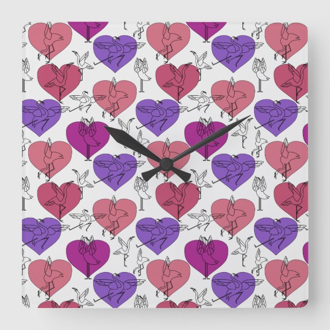 Reloj Cuadrado Yoga poses pattern | Yoga seamless pattern 4 (Anverso)