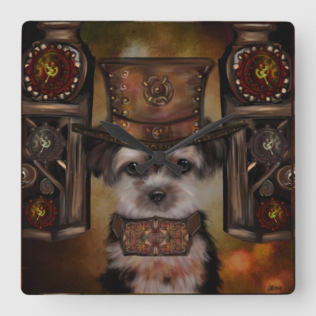 Reloj Cuadrado Yorkie Poo (Anverso)