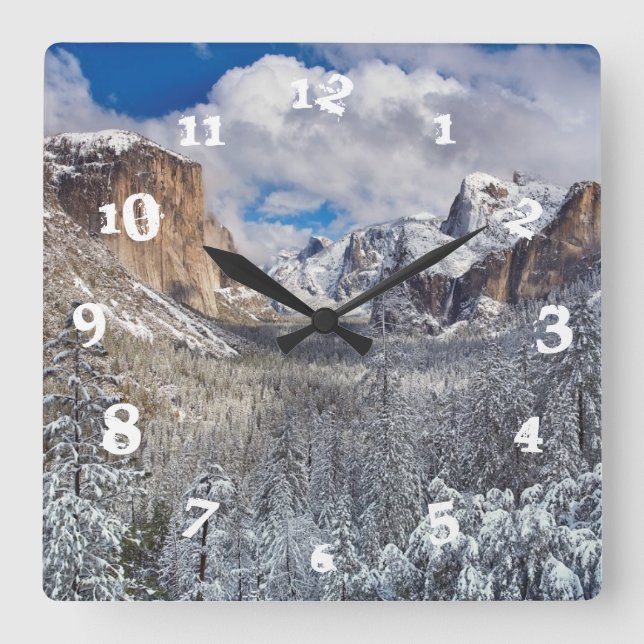 Reloj Cuadrado Yosemite Valley in Snow (Anverso)