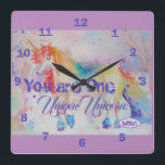 Reloj Cuadrado You Are One Unique Unicorn! Rainbow Girls Clock<br><div class="desc">You Are One Unique Unicorn! Rainbow Girls Clock. For all those young at heart a lovely unicorn card,  using one of my original watercolors. Add a little magic to your life!</div>