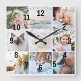 Reloj Cuadrado Your Photos Custom Modern Collage Simple