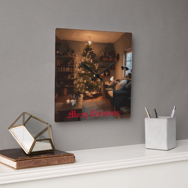 Reloj Cuadrado Yuletide Charm (Oficina)