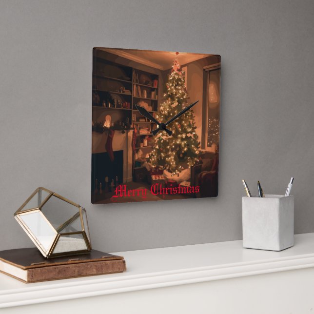 Reloj Cuadrado Yuletide Charm (Oficina)