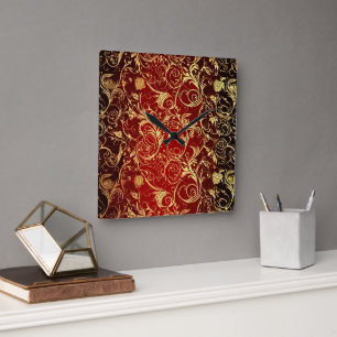 Reloj Cuadrado Yuletide Opulence: Hilos de oro de Navidades