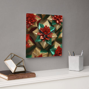 Reloj Cuadrado Yuletide Opulence: Hilos de oro de Navidades