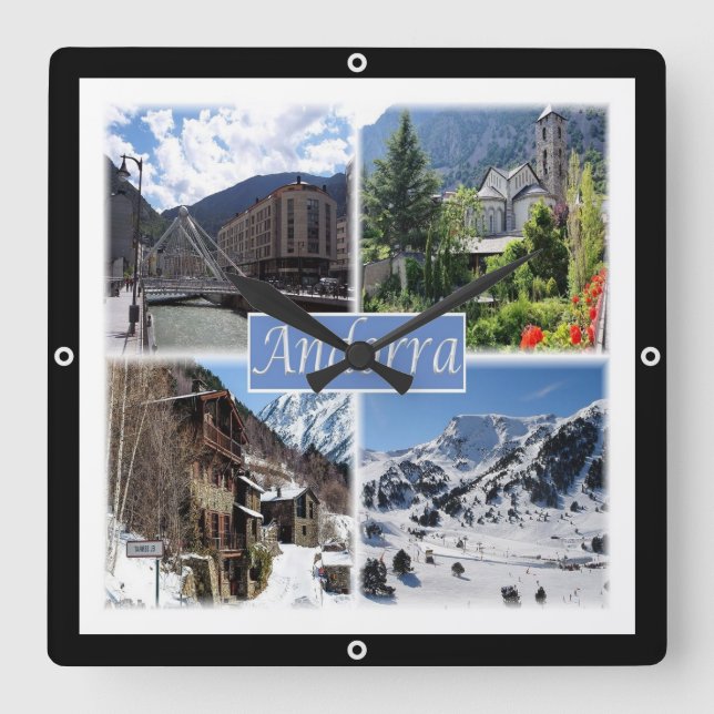 Reloj Cuadrado zAD003 ANDORRA, La Vella, mosaico, (Anverso)