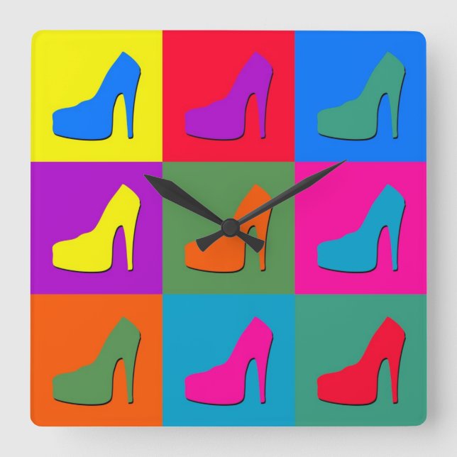 Reloj Cuadrado Zapatos del arte pop (Anverso)