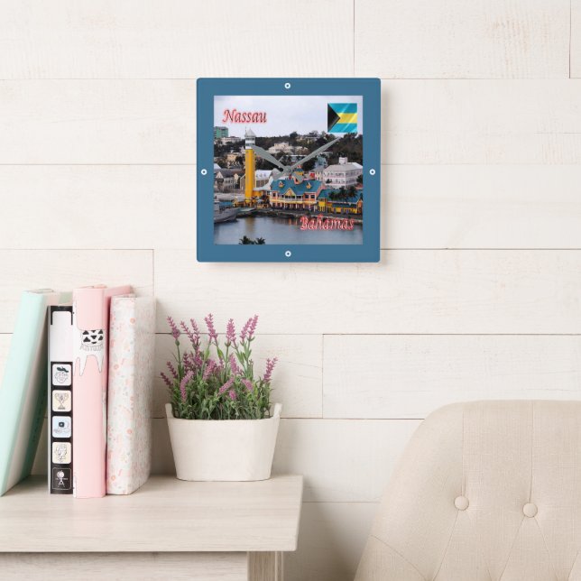 Reloj Cuadrado zBS009 NASSAU,Terminal de cruceros, Bahamas, (Sala de lectura)