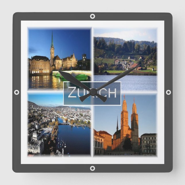 Reloj Cuadrado zCH046 ZURICH Suiza, (Anverso)