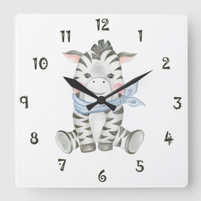 Reloj Cuadrado Zeb The Zebra Wall Clock (Anverso)