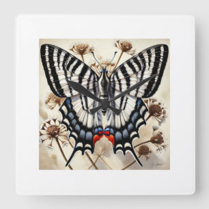 Reloj Cuadrado Zebra Swallowtail Butterfly 251024IREF205 - Waterc