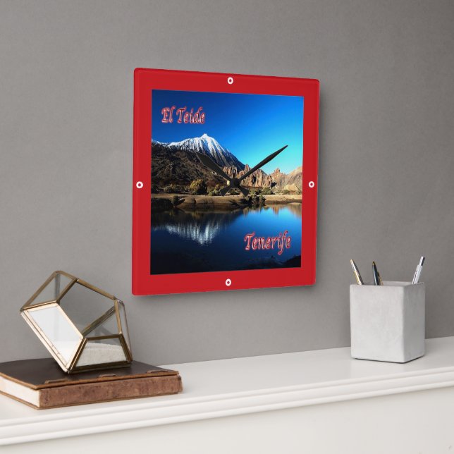 Reloj Cuadrado zES006 EL TEIDE Tenerife España, (Oficina)