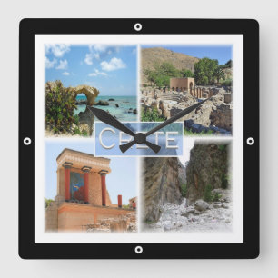Reloj Cuadrado zGR021 potpourri de CRETE, Grecia, Europa,