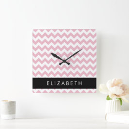 Reloj Cuadrado Zigzag Rosado, Chevron Rosa, Patrón De Ondas, Su N