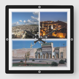 Reloj Cuadrado zMA016 FEZ, Mosaic, Marruecos, África,