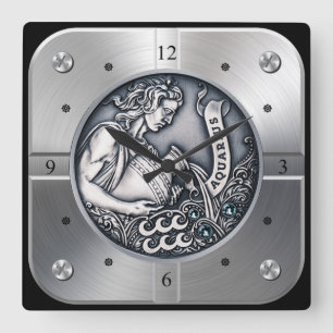 Reloj Cuadrado Zodiac ~ Aquarius ~ Celestial ~ Astrología occiden
