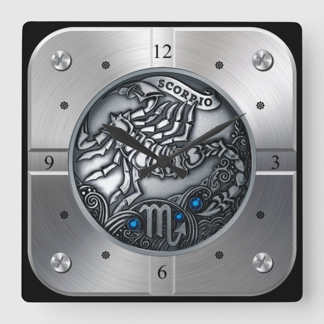 Reloj Cuadrado Zodiac ~ Escorpio ~ Celestial ~ Astrología occiden (Anverso)