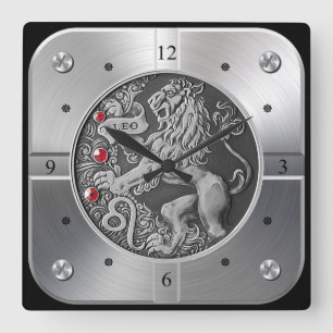 Reloj Cuadrado Zodiac ~ Leo ~ Celestial ~ Astrología occidental ~