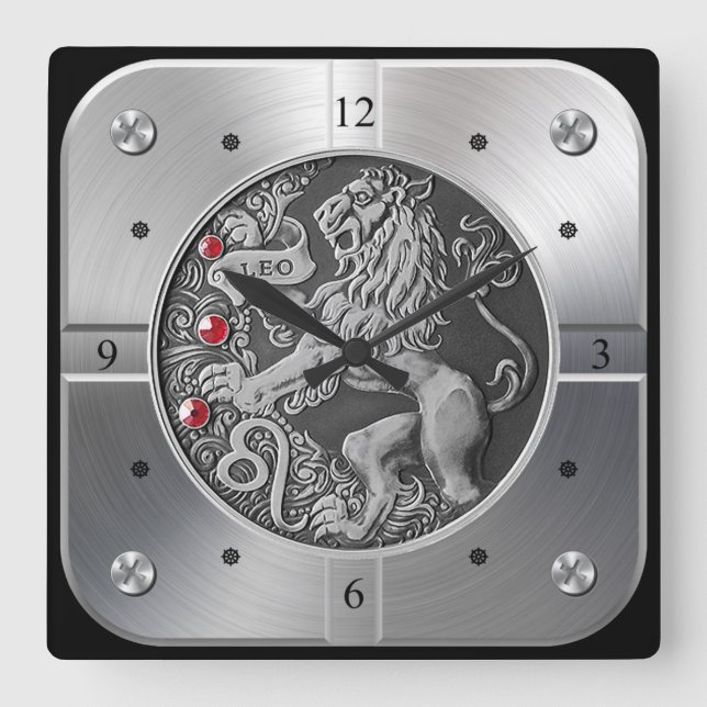 Reloj Cuadrado Zodiac ~ Leo ~ Celestial ~ Astrología occidental ~ (Anverso)