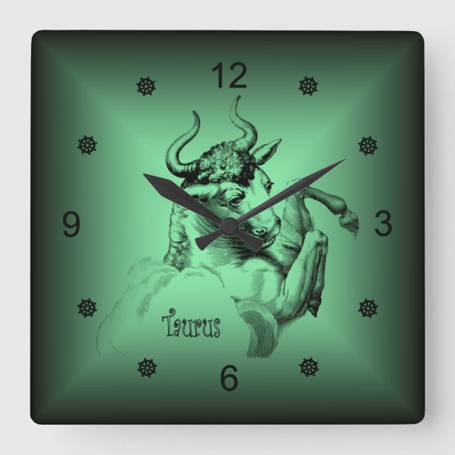 Reloj Cuadrado Zodiac ~ Taurus ~ Astrological Signs ~ Horoscope ~ (Anverso)