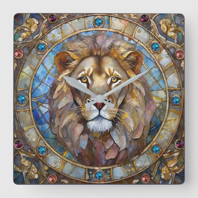 Reloj Cuadrado Zodíaco - Leo el León (Anverso)